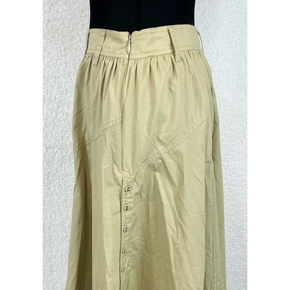 ULLA JOHNSON • Tan Helaine Asymmetrical Handkerchief Hem High-Waisted Midi Skirt - Picture 9 of 16